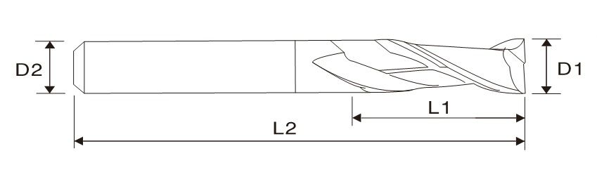 Fresa de extremidade quadrada, de comprimento longo EMA02 (estria dupla)