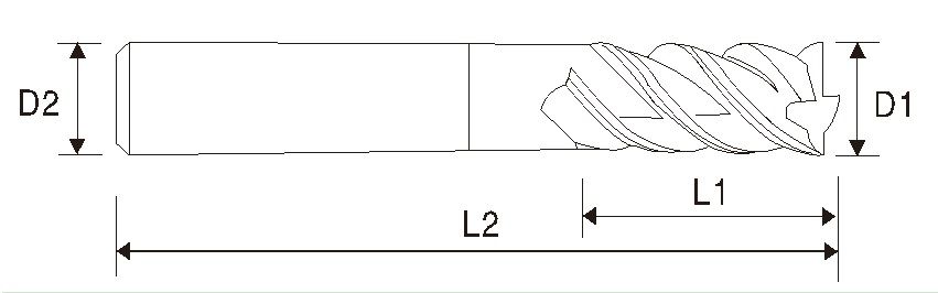Fresa de extremidade  quadrada, de comprimento regular EMA03 (4 estrias)