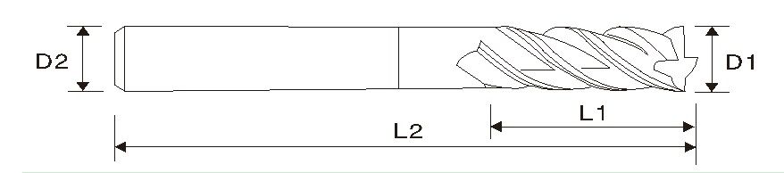 Fresa de extremidade  quadrada, de comprimento longo EMA04 (4 estrias)