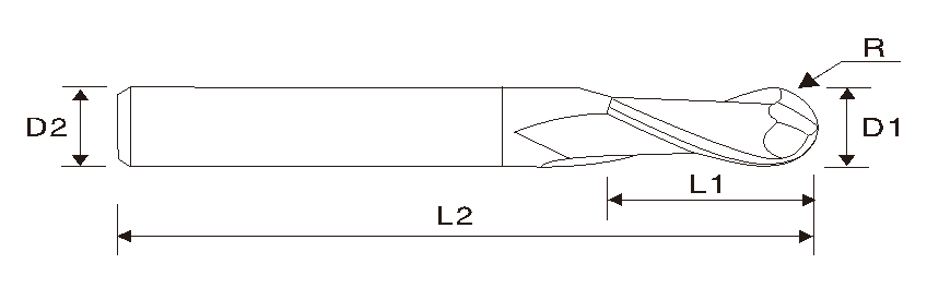 Fresa helicoidal 37º de ponta cónica, comprimento regular EMA05 (estria dupla)