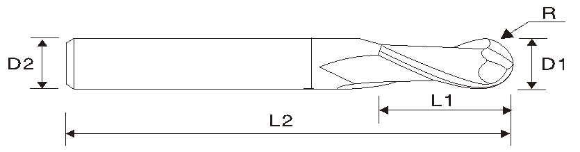 Fresa cónica de carboneto EMT06 (estria dupla), comprimento longo