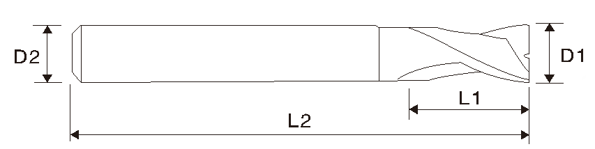 Fresa quadrada de carboneto (estria dupla) EMB02, comprimento longo