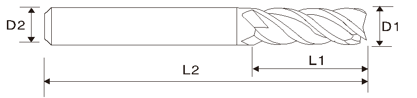 Fresa quadrada de carbonato (4 estrias) para aço, e titânio EMD02
