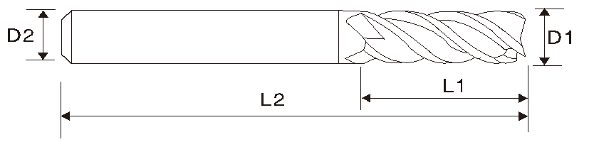 Fresa de carboneto (4 estrias) para aço e titânio tipo desigual EMD03