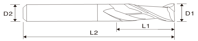 Fresa quadrada (estria dupla) de carboneto com pescoço longo EME02